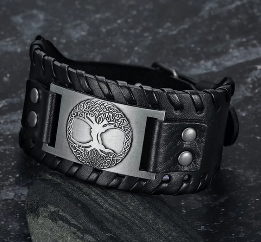 Celtic Tree Leather Wrist Cuff