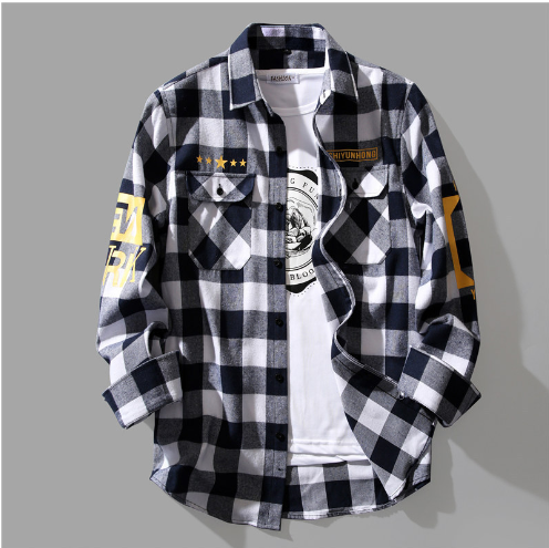 Dark Plaid Patchwork Shirt