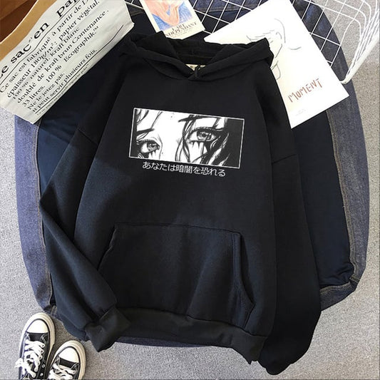 Japanese Horror Punk Casual Hoodie - Large Size