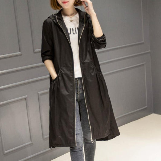 Chic Korean Hooded Trench Coat